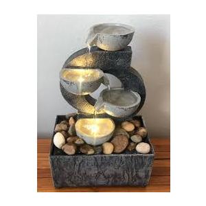 Tolatr Zen Waterfall Fountain Indoor – Small Indoor Water Fountains with Relaxing Waterfall Feature, Decorative Water Fall Fountain for Home & Office (Colorful Light)