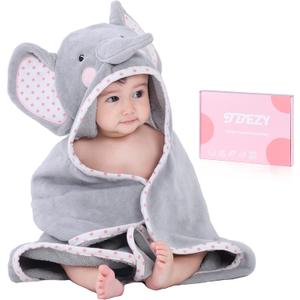 Baby Hooded Towel with Unique Animal Design Ultra Soft Thick Cotton Bath Towel for Newborn (Elephant)