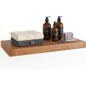 AquaTeak 18" Moa Teak Floating Shelves For Wall - Durable, Water-Resistant, Wall Mounted Storage Shelves for Bathroom or Pool Area - Mounting Hardware Included - Holds Upto 10 lbs - Indoor/Outdoor Use