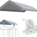 10' x 20' Carport Replacement Canopy Cover for Carport Frame Garage Top Tarp Shelter Tent Party Heavy Duty (Only Top Cover, Frame is not Included) (Gray, 10' x 20')