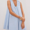 MISSACTIVER Women's Sleeveless Babydoll Tank Mini Dress Scoop Neck Ruched Short Dress with Pockets Size M
