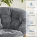 Simple Deluxe Cozy Chair, Faux Fur Saucer Chair for Bedroom, Comfy Foldable Moon Chair, Round Fluffy Chair for Living Room, Fuzzy Saucer Chairs for Adults Room, Gray