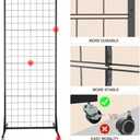Urban Deco Gridwall Panel Display Stand - Craft Show Display Rack with Extra 8 Hooks, 2' x 5.5' Ft Black Metal Grids Standing Wire Rack for Retail Art Fair - 1 Set
