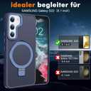 Compatible with Samsung Galaxy S22 Case with Magnetic Ring Stand, Military Drop Protection, Anti-Scratch/Anti-Fingerprint Translucent Matte Case for Samsung Galaxy S22 (Dark Blue)