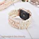 MOFREE Beaded Bracelet Compatible for Apple Watch Band 38mm/40mm/41mm/42mm(Series 10) Women,Fashion Handmade Beads Elastic Stretch Strap for iWatch Series 10/9/8/7/SE/6/5/4/3/2/1 Rose Gold
