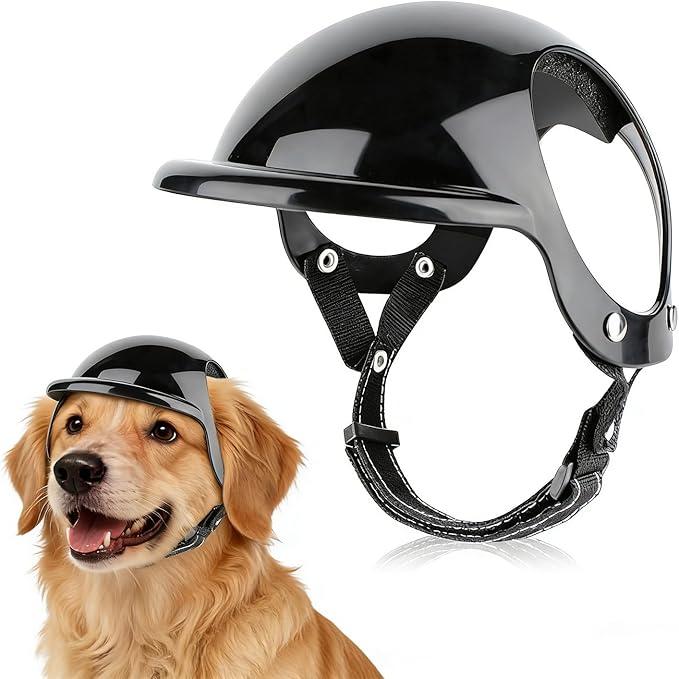LESYPET Dog Helmet for Large Dogs, Pet Helmet Ear Hole Adjustable Strap Pet Hat Safety Helmets for Outdoor Motorcycling Driving, Size: M