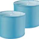 lampshades Set of 2, Drum Lamp Shades Set of 2, Lamp Shades for Table Lamps Easy Assembly Required Lamps Shades Natural Linen Fabric (Blue, 13"x13"x10")