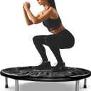 BCAN 38" Foldable Mini Trampoline Fitness Trampoline with Safety Pad,Rebounder Exercise Trampoline for Adults Indoor/Garden Workout,Max Load 300lbs, Black