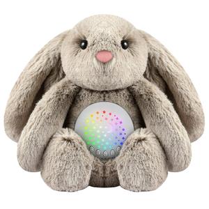 BEREST Baby Sleep Soother Bedtime Bunny with Starry Projector Night Light, Plush Stuffed Animal for Newborn Infants, Lullaby Music, White Noise, Mother's Heartbeat for Boys & Girls Shower Gifts