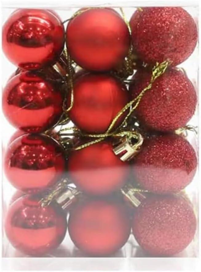 Christmas Balls Ornaments,24pcs Xmas Tree Decorations,Holiday Hanging Balls,Birthday Holiday Wedding Christmas Ornaments(Red)