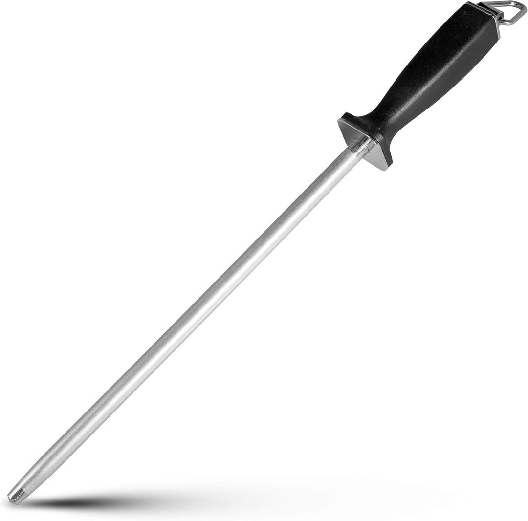 Superior Knife Sharpening Rod, 12 Inch Professional Diamond Brushed Sharpening Steel (12 inch, C Type-Black)