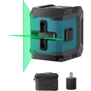 COYU Self-Leveling Cross Line Laser Level -Japanese Green Beam, 100ft Range, 360 Rotation, Carrying Pouch Included