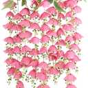 IPOPU Pink Hanging Flowers Artificial Plants 3Pcs Fake Wisteria Vine Garland 4.6ft Lily of The Valley for Outdoors Hanging Silk Flowers for Wall Backdrop Wedding Arch Home Garden Decorations(Pink)