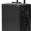 UrbanExplorer 20 Inch Carry On Luggage Aluminum Frame Airline Approved, Zipperless Luggage Carry On TSA Approved ABS+PC Hard Shell Suitcases, Lightweight Carry-On Suitcase with Cup Holder, Black