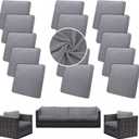 Outdoor Cushion Covers Set,14PCS Patio Furniture Couch Seat Slipcovers, Replacement for Sofa Sectional Chair(CoverOnly) (Grey)
