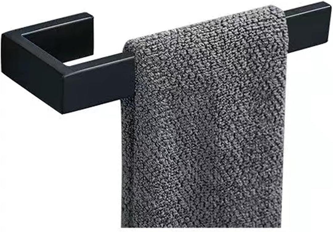 JOPOFI Hand Towel Holder, Towel Ring - Thicken SUS 304 Stainless Steel Towel Holder for Bathroom Wall, 8" Rectangular Modern Design Hand Towel Bar, Contemporary Hand Towel Rack - Matte Black (1PCS)