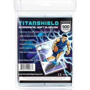 TitanShield 500 Count 60-Microns Thickness Soft Penny Card Sleeves 2-5/8 x 3-5/8 (67x94mm), Ultra Clear (500 Count)