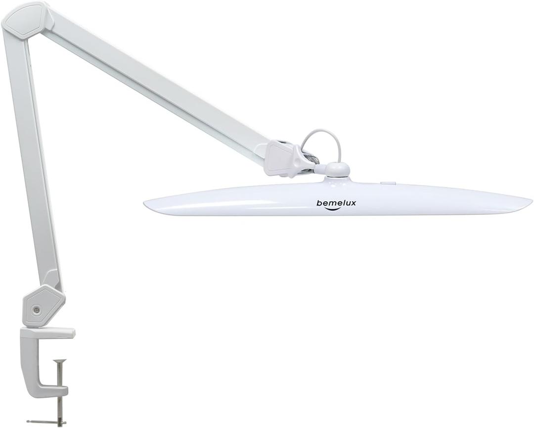 20-Inch LED Desk Lamp with Clamp, 24W 2200LM, Protected Arm, White
117 SMD LEDs deliver eye-caring daylight illumination with 4 brightness levels and reinforced dual metal arms
