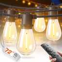 addlon 72FT(2FT Space) LED Outdoor String Lights with 36 Edison Shatterproof Bulbs, Heavy-Duty and Weatherproof Strand, Commercial Grade Patio Lights, Decorative for Patio, Black