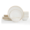 Famiware Jupiter Dinnerware Set, Plates and Bowls Dish Sets for 6 (18 Pieces), Microwave and Dishwasher Safe Stoneware Tableware, Chip and Scratch Resistant, White