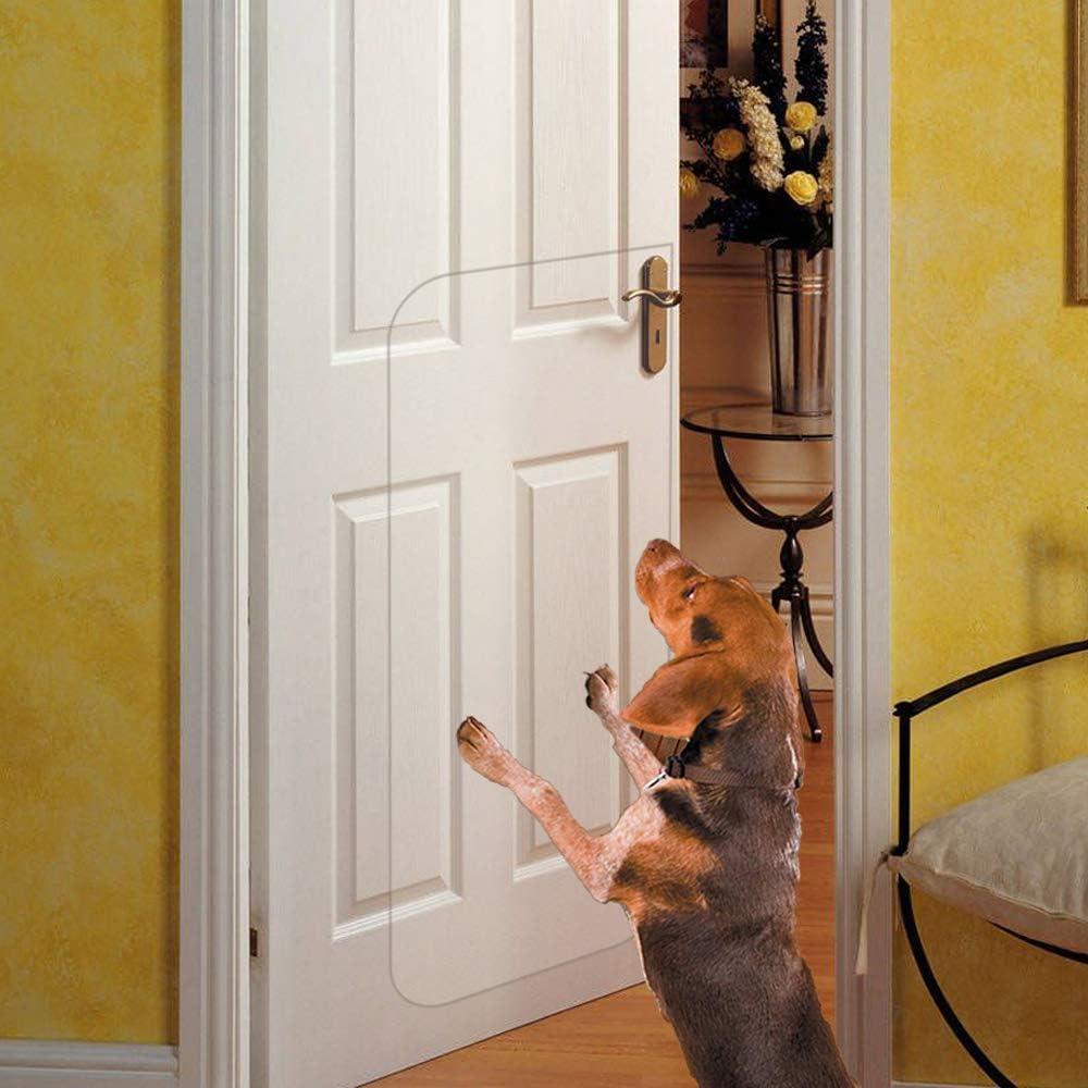 In hand Clear Pet Door Scratch Protector Shield Protect Your Furniture, Heavy Duty Deluxe Flexible Door Guard Cover (43" Long x 17" Wide)