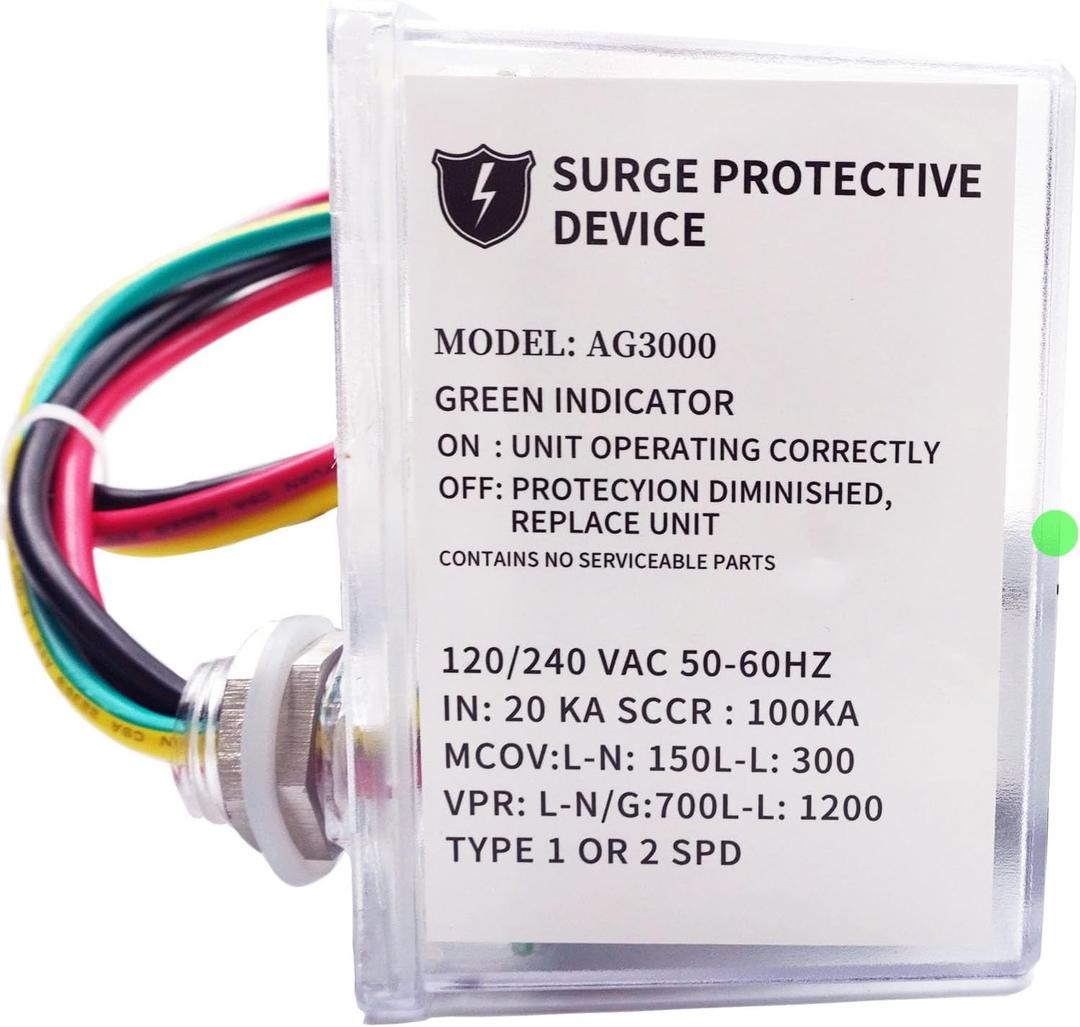 AG3000 120/240V HVAC Surge Protective Device with TPMOV Technology, 3-Mode Mini Split Surge Protector, Watertight Enclosure, Universal for HVAC Equipment and Home Appliances, Easy Monitoring