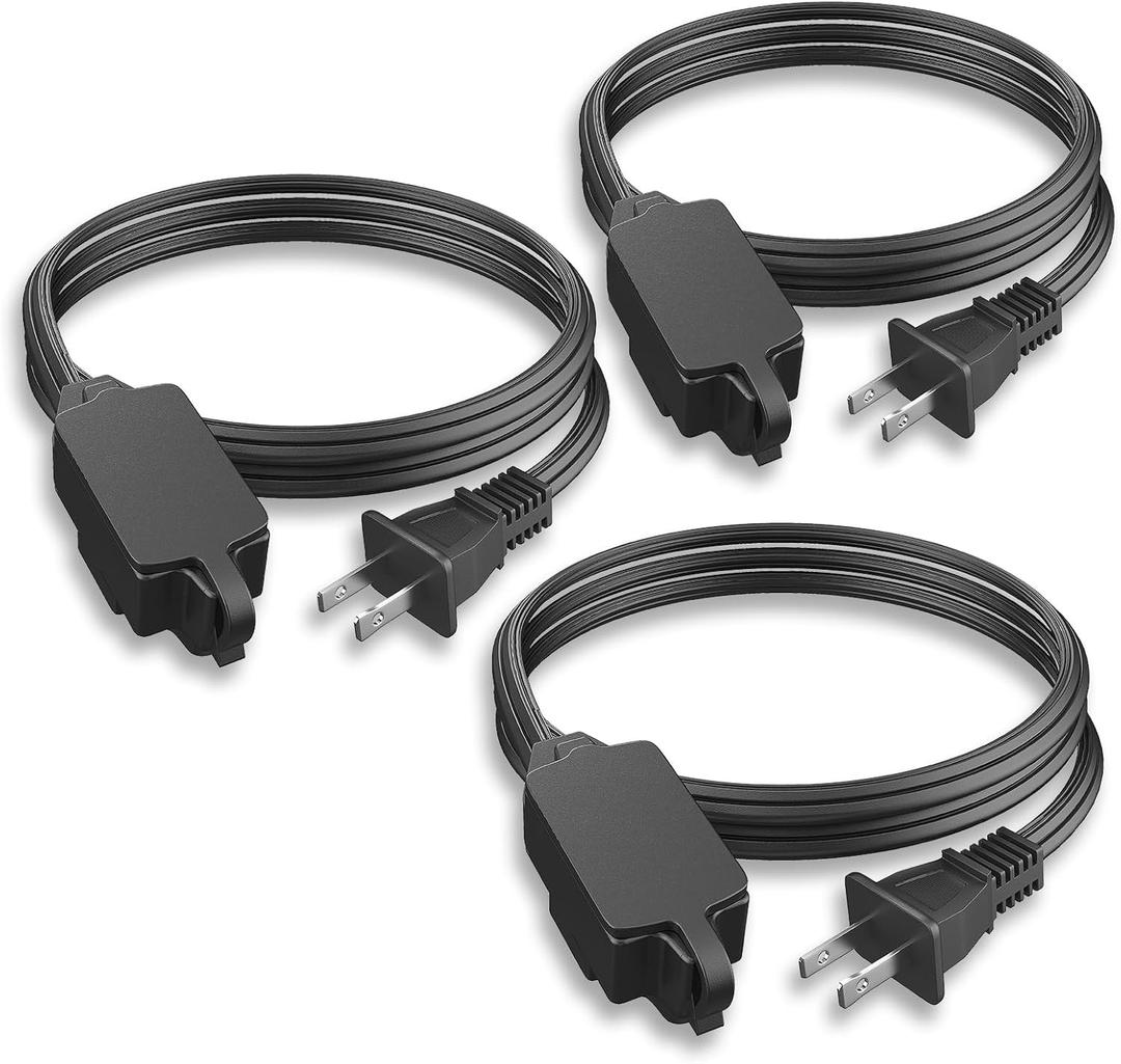 PLUGTUL Indoor Extension Cord 6 FT, 2 Prong Black Extension Cord, 3 Polarized Outlets with Safety Cap Protect for Home Office, 16/2 SPT-2 ETL Listed, 3 Pack