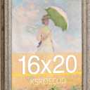 16x20 Picture Frame, HD Real Glass 16x20 Ornate Vintage Photo Frame, 16 by 20 Oil Painting Poster Frame with Vintage Silver Border and Distressed Rust-Like Finish, Horizontal & Vertical Display for Tabletop or Wall Decor (1 Pack）