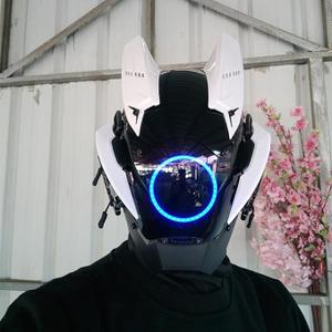 XYSaiXuan White Cyber Mask Helmet Cosplay Costumes Full Face Techwear Punk Mask Halloween Party Mecha Costumes Cool