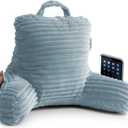 Nestl Reading Pillow for Kids & Teens with Shredded Memory Foam, Luxe Cut Plush Backrest Pillows for Reading and Gaming, For use on Couch, Bed, Floor, Adjustable Support with Washable Cover Stone Blue