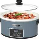 HOMECOOKIN 8-Quart Programmable Slow Cooker with Timer Keep Warm - Small Kitchen Appliance for Family Dinners - Serves 6+ People (Blue) (Digital-WH-BL)