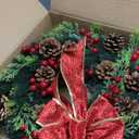 Christmas Wreath 16 Inches, with Metal Hanger, Pre-Lit Artificial Christmas Front Door Wreath Battery Operated with 40 LED Lights Christmas Decorations
