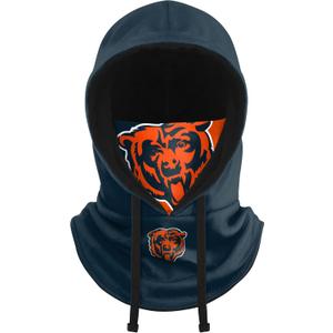 NFL Team Logo Team Color Drawstring Winter Cap Hooded Gaiter Balaclava Face Cover (One Size, Chicago Bears)