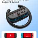 EasySMX Steering Wheels for Switch 2&1 Console JoyCons, 2 Pack Racing Wheels for Mario Kart 9/8 Deluxe, Switch 2 Steering Wheel for Joy-con 2,Joycon Remote Controller Race Accessories [2X Black]