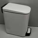 Cesun Small Bathroom Trash Can with Lid Soft Close, Step Pedal, 6 Liter / 1.6 Gallon Stainless Steel Slim Garbage Can for Bedroom, Diaper Waste Basket with Removable Inner Bucket (White)