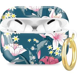 Compatible with Airpod Pro 2nd/1st Generation,Full Protection Cover for Women,Accessories Hard Case Portable & Shockproof for Airpod Pro 2nd Charging Case 2023/2022/2019(Lily Flower)