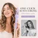 Professional Automatic Curling Iron for Long Hair, Rotating Curling Iron 1 Inch & 1.25 Inch, Automatic Hair Curler for Travel, Dual Voltage, 3 Heat Settings, Beach Waves Tangle-Free, Purple