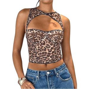 WDIRARA Women's Cut Out Lace Crop Bustier Corset Tank Top Sexy Going Out Party Club Tops (M)