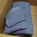 ONSEN Waffle Bath Towel Set – 3-Piece Lightweight Cotton Towels for Bathroom – Bath, Hand and Face Towels – Quick Dry, Absorbent, Soft – Ideal for Guest, Travel or Home – Denim Blue