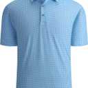 Alex Vando Mens Golf Shirt Moisture Wicking Quick-Dry Print Performance Polo Shirts for Men (Blue, XL)