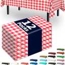 Pureegg Plastic Table Runners Disposable, 14 x 108 Inch, Wedding Party, Decorative Table Runner, Rectangle, Light, Pastel Plastic Cover, Leakproof & Sturdy, Red and White Checkered