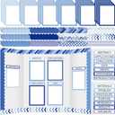 Fuyoooo 90 Pcs Science Fair Board Supplies 60 Trim Scalloped Bulletin Board Borders 24 Presentation Board Subtitles 6 Science Fair Titles for Classroom Display Boards (Blue Boho)