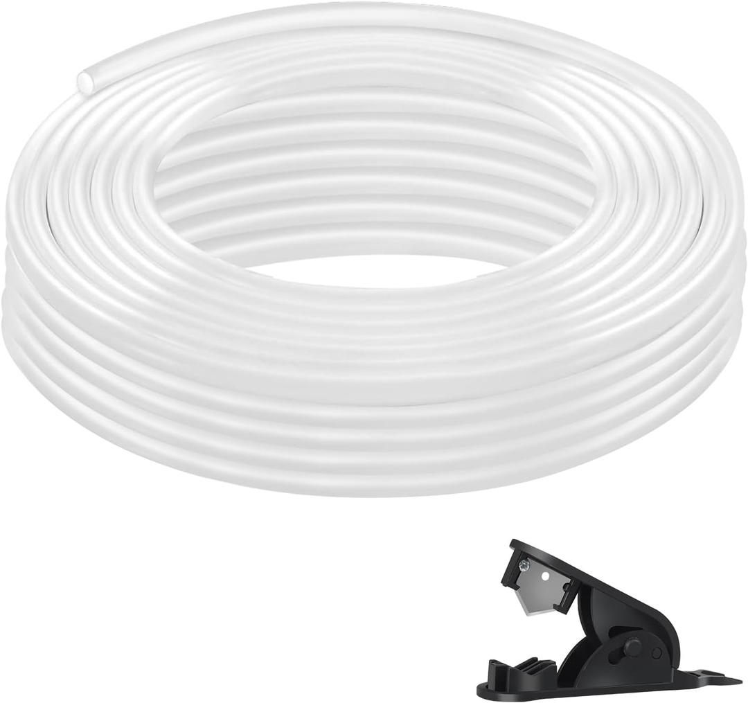 PTFE Teflon tubing 16.5ft 5m with Cutter, 4mm ID X 6mm OD 3D Printer Bowden Tube for 3mm Filament Ender (Milk White)