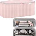 Lexeeco Travel Carrying Case for Hair Dryer Shark Flexstyle Dyson Airwrap Brush Hair Accessories Tools Storage Bag for Revlon Hairdryer Styler Organizer (Pink)