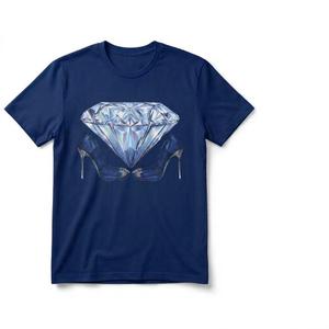 Glamourous Denim and Diamonds Graphic T-shirt Blue, L
