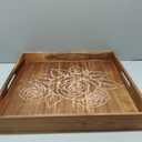 Ottoman Tray with Handles, 20 Inches Acacia Wood Serving Tray, Extra Large Tray for Ottoman Decorative Trays Serving for Living Room for Decorative, Coffee Table, Breakfast in Bed, Appetizers