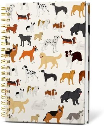 KZYVFNPQ Spiral Journal Notebook for Women Men, A5 Cute Hardcover Lined Notebook with Strong Binding,College Ruled Notebook for Office Work Writing, 120 Pages/60 Sheets, 6"x8.3"(Cute Dogs)