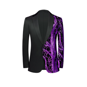 Men Black Sequin Shiny Prom Suit Jacket One Button Slim Fit Sport Coats and Blazers Tuxedo for Wedding Banquet 3XL