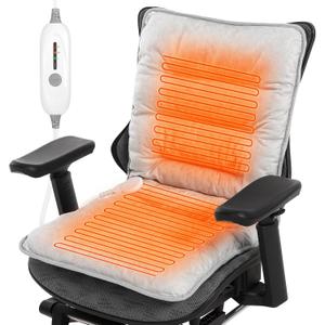 Heated Seat Cushion for Office Chair, Heated Seat Pad for Pain Relief Promote Blood Circulation with 3 Heat Levels & 90mins Auto-off, Chair Warmer for Back, Waist, Hips, Thighs Home Office Use, Grey