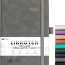 2026 Planner - Planner 2026, 2026 Weekly Monthly Planner, Jan.2026 - Dec.2026, 5.7'' x 8.4'', Thick Paper, Leather Cover, Pen Holder, Back Pocket, Bookmarks, Perfect Daily Organizer - Brown - Grey